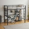 KTMBDW Twin Size Metal Loft Bed with Desk and Storage Shelves, Full-length Guardrails, Loft Bed Frame for Teens Juniors Adults, Noise Free, Black - 3 of 4