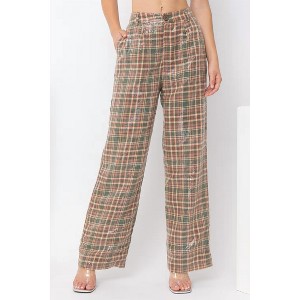 Women's That's a Wrap Sequin Plaid Pants - Pretty Garbage - 1 of 3
