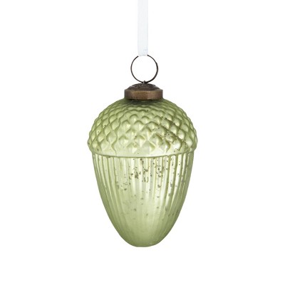 FURNIinspire Decorative Holiday Scene Props Glass Pine Cones Hanging Ornaments for Christmas Tree Holiday Party, Green, 2.3"*2.3"*3.5"