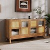 VYNXARIA Retro 4-Door Sideboard,Artificial Rattan Doors and Transparent Glass, Accent Cabinet for Entryway Dining Room,Living Room,Brown - 2 of 4