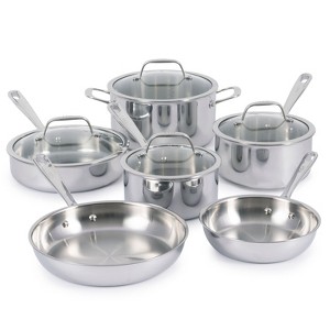 T-fal Pro Tri-Ply Stainless Steel, 10 Piece Cookware Set, Silver - 1 of 4