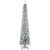 HOMCOM 8' Tall Unlit Snow Flocked Artificial Christmas Tree, Slim Pencil Xmas Tree with Realistic Branches and 603 Tips, Green - 4 of 4