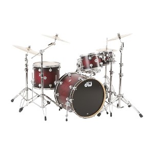 DW Collector's Series Satin Specialty 4-Piece Shell Pack Twisted Cherry to Black Burst Satin Chrome Hardware - 1 of 3