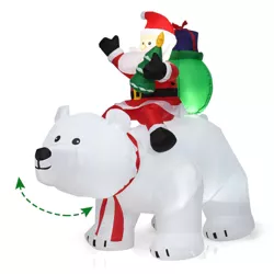Costway 6.5 FT Christmas Inflatable Santa Riding Polar Bear w/ Shaking Head LED Lights