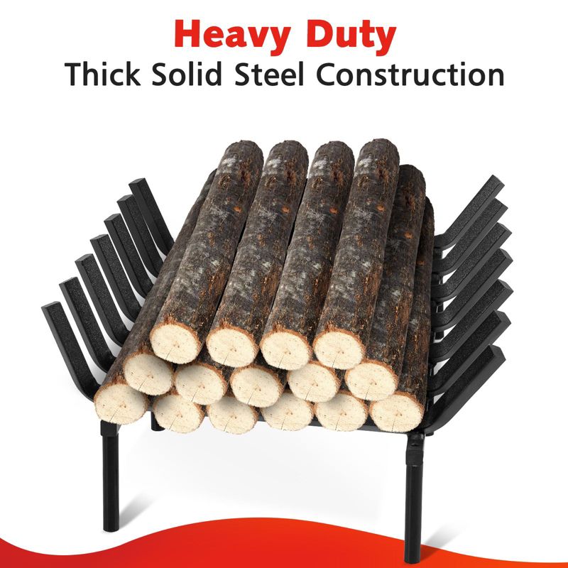 SINGLYFIRE Fireplace Grate 24 inch Heavy Duty Solid Steel Fireplace Log Holder, 4 of 9