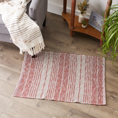 Cinnamon and Beige Handwoven Recycled Cotton Yarn Rug 2x3