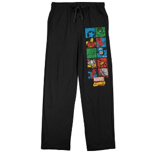 Marvel Comics Avengers Blocks Men's Black Sleep Pajama Pants - 1 of 2