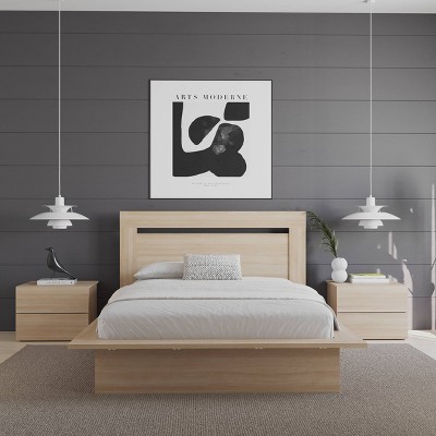 Full Natural Blonde Oak Wood Headboard