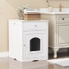 LunaLulinlk Wooden pet house cat litter box fence with drawer and side table - 3 of 4