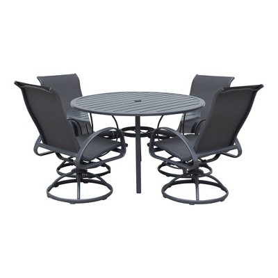 Courtyard Casual Santa Fe 5 pc 48" Round Dining Set with Sling Swivel Rockers  Includes one Round table and 4 Sling Swivel Rockers
