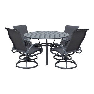 Courtyard Casual Santa Fe 5 pc 48" Round Dining Set with Sling Swivel Rockers  Includes one Round table and 4 Sling Swivel Rockers - 1 of 4