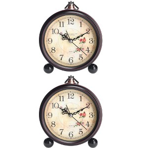 REGALWOVEN 2 Pcs Metal Battery Powered Silent Vintage Desk Clock 5.9 x 5.1 x 2 Inches - 1 of 4