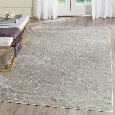 Mirage Blue Geometric Hand Loomed Viscose Silk Rug