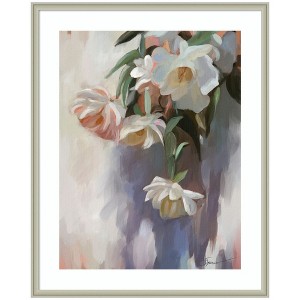 Kate and Laurel Framed Art Dangle Thumb Pastel Flower Bouquet by Mary Sparrow, 34x42, Florence Silver - 1 of 4