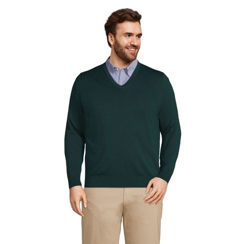 Lands' End Men's Big Fine Gauge Supima Cotton V-neck Sweater - 3x Big ...