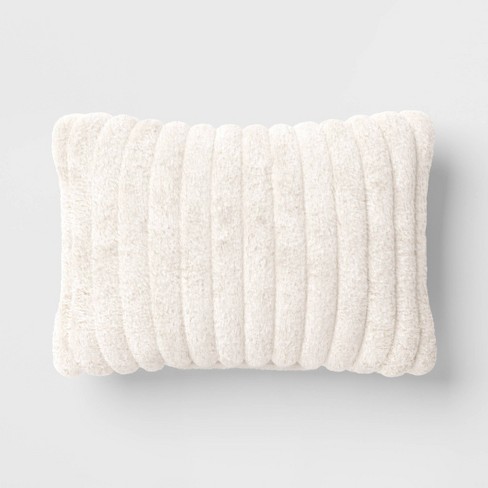 Faux fur lumbar throw pillow sale