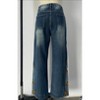 Mocamel Women's Wide - Leg Jeans, Distressed Denim with Yellow Floral Embroidery, High - Waisted Loose Fit Pants - 2 of 4