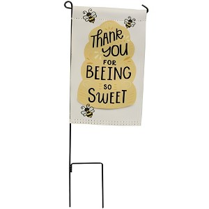 Slickblue "Thank You for Being Sweet" Mini Garden Flag Set – Beehive & Bumblebee Design with Metal Stake, 8" x 4.5" - 1 of 3