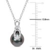 EVERLY JEWELRY | Sterling Silver 0.01 CT TW Diamond 8 - 9 MM Black Tahitian Cultured Pearl Fashion Pendant With Chain, 18-inch - 2 of 4