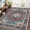Washable Rug – Vintage Floral Print Carpet, Stain Resistant Non-Slip Low Pile Area Rug for Living Room, Bedroom, Dining Room - 2 of 4