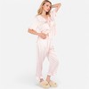 Anna-Kaci Lounge Women's Embroidered Collar Pajama Set with Ruffle Trim and Button-Up Top - 3 of 4