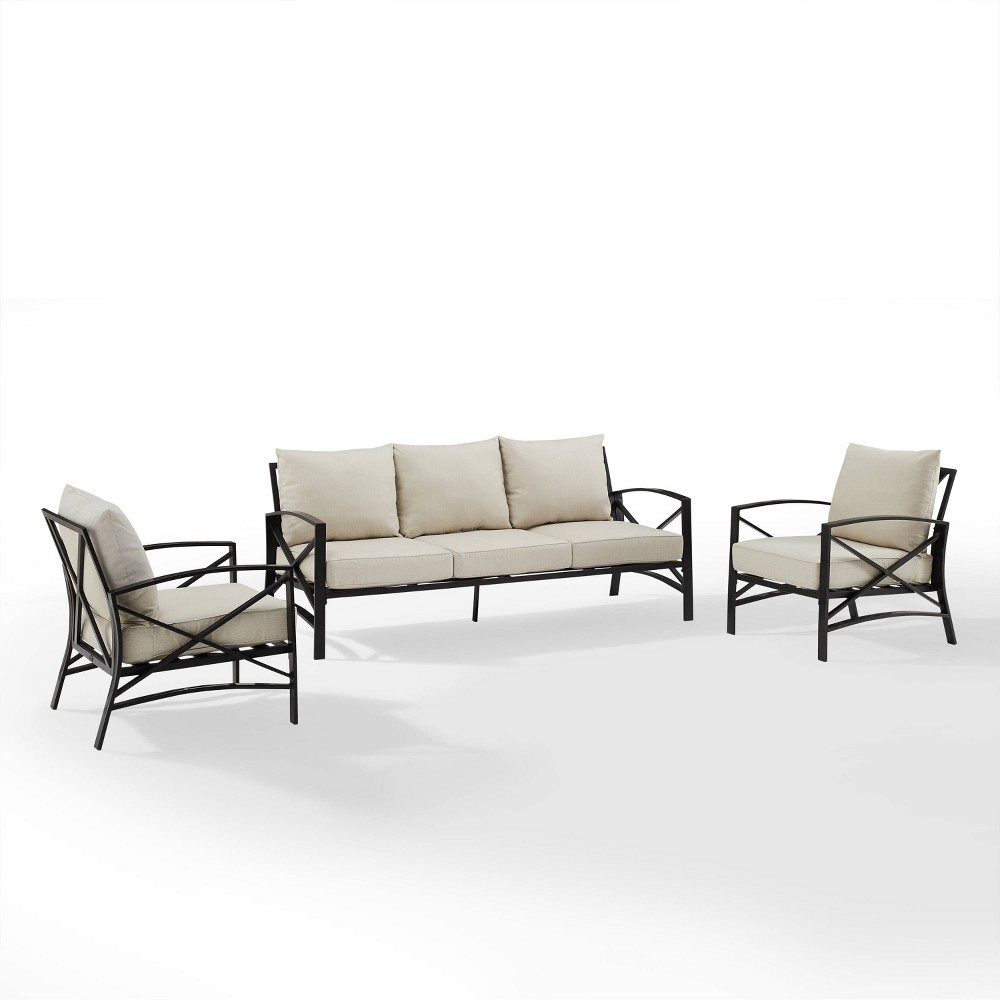 Photos - Garden Furniture Crosley Kaplan 3pc Outdoor Sofa Set with Sofa & 2 Arm Chairs - Oatmeal  