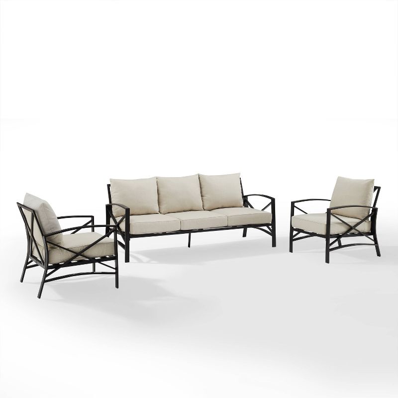 Kaplan 3pc Outdoor Sofa Set with Sofa &#38; 2 Arm Chairs - Oatmeal - Crosley, 1 of 10