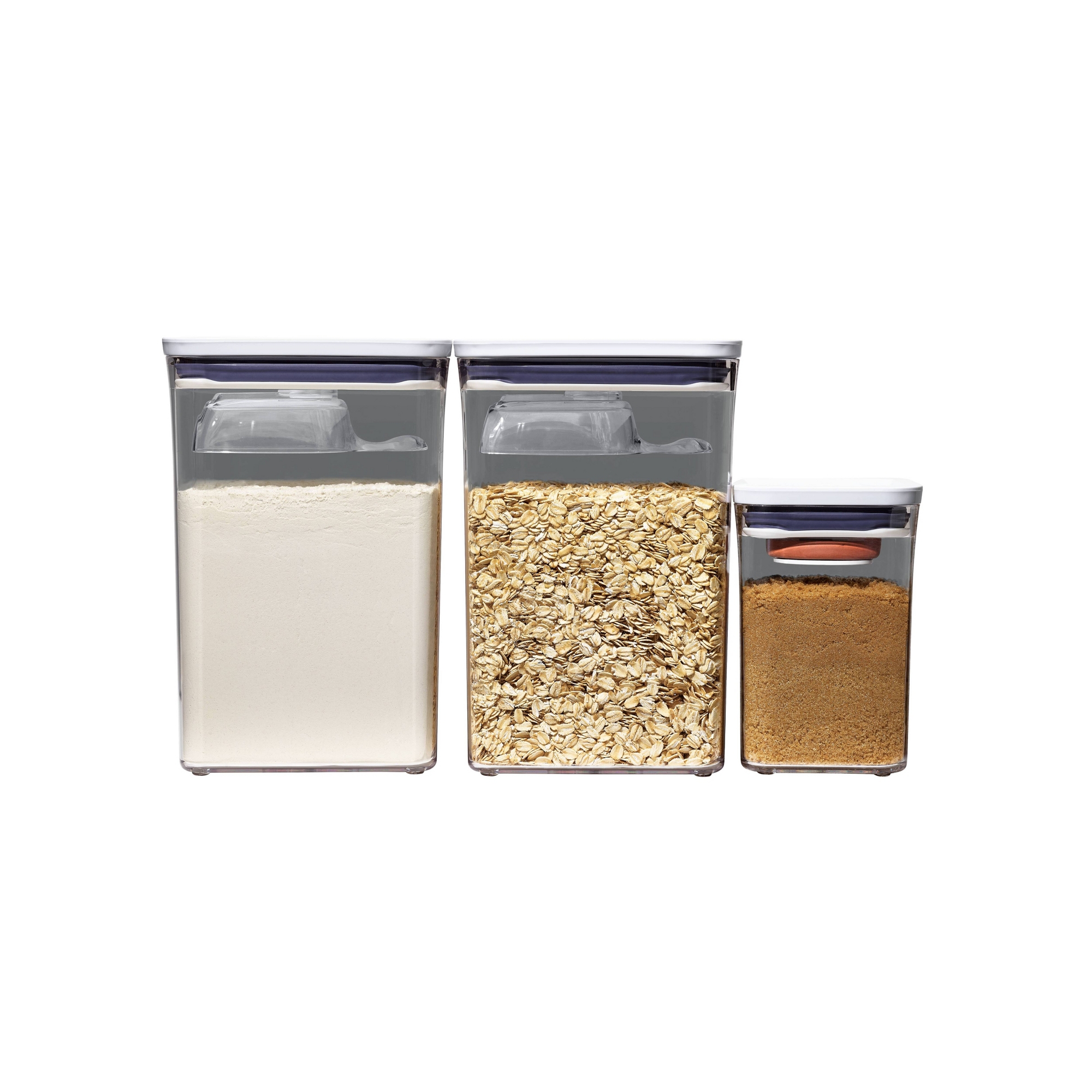 OXO Pop 6pc Baking Airtight Food Storage Container Set: Dishwasher-Safe, Silicone & ABS Lids, White