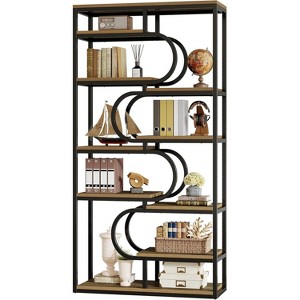 Lantine 5-Tier Industrial Bookshelf, 71" Etagere Bookcase, Freestanding Display Storage Shelf Unit for Home Office, Living Room, Brown - 1 of 4