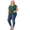 Agnes Orinda Women's Plus Size V Neck Ruffle Sleeve Pleated Peplum Blouses - 3 of 4