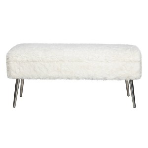 Jofran,Huggy Luxury Plush Faux Fur Upholstered Storage Bench - 1 of 4
