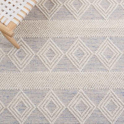 Ivory and Beige Handwoven Wool Square Rug