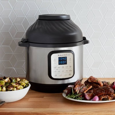 6-Quart Silver Stainless Steel Pressure Cooker and Air Fryer