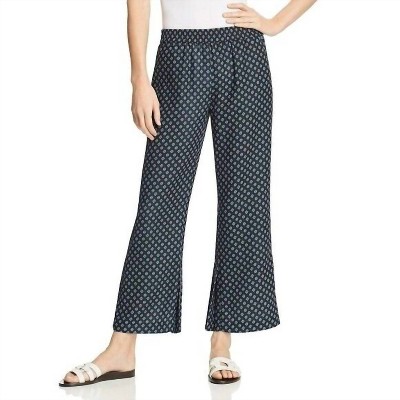 Women's Micro Floral Print Pleated Hem Cropped Pants - Le Gali