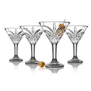 Godinger Silver Set of 4 Crystal Martini Glasses: 7oz Capacity, Hand Wash, Dishwasher-Safe, 6" Height, Drinkware for All Ages - 1 of 3