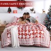 Christmas Plaid Duvet Cover Set, Red and White Reversible Microfiber Bedding with 2 Pillow Cases, Holiday Decorative Comforter Cover Set - 2 of 4