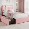 Bed Frame with Storage Headboard, Girls Bed Frame with 2 Drawers, Boucle Upholstered Platform Bed with Bookcase - 2 of 3