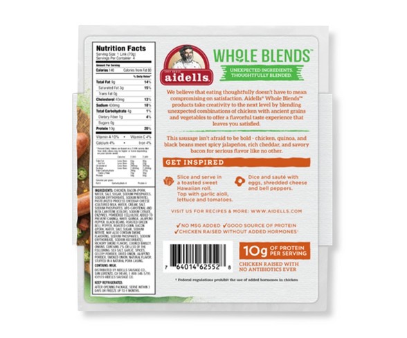 Aidells Jalapeno Bacon & Cheese Chicken, Sausage, Bacon Links - 10oz
