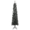 vidaXL 6 ft Slim Artificial Christmas Tree with White Snow & Stand – Green PVC Winter Xmas Decoration for Narrow Spaces - 2 of 4