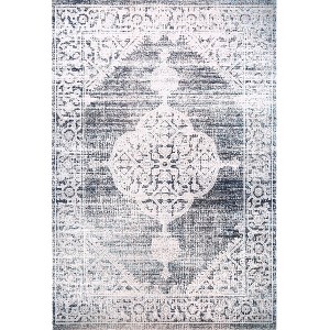 NICOLE MILLER NEW YORK Patio Sofia Magnolia Transitional Medallion Indoor/Outdoor Area Rug, Navy Blue/Ivory, 7'9"x10'2" - 1 of 3