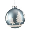Northlight 4" Slate Blue with Glittered Trees Glass Ball Christmas Ornament - 3 of 4