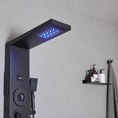 Matte Black 47'' Shower Panel System with LED Light and Body Jets