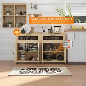 Small Sideboard Buffet Cabinet, 47 Inch Kitchen Storage Cabinet with Charging Station, Led Lights & Drawers, Wood Coffee Bar Station with Storage for - 1 of 4
