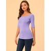 INSPIRE CHIC Women's Half Sleeves Scoop Neck Fitted Layering Soft T-Shirt - 2 of 4