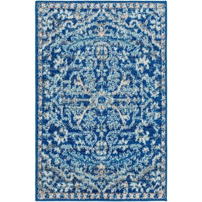 Mark & Day Olivia 3'11"x5'7" Rectangle Woven Indoor Area Rugs Dark Blue: Traditional Medallion, Stain-Resistant, Pet Friendly
