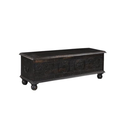 Taran Designs,Eve Carved Solid Wood Storage Ottoman