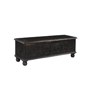 Taran Designs,Eve Carved Solid Wood Storage Ottoman - 1 of 4