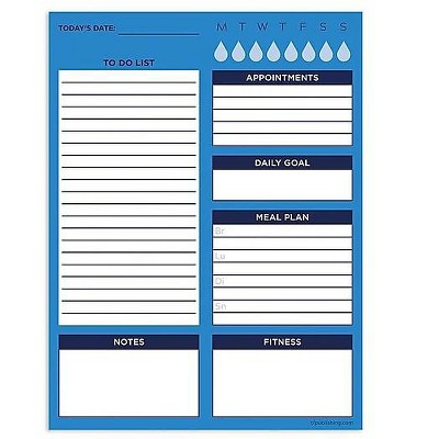 TF Publishing Daily Task Pad 6" x 8" Bright Blue Day 52 Sheets/Pad 1 Pad/Pack 99-6998