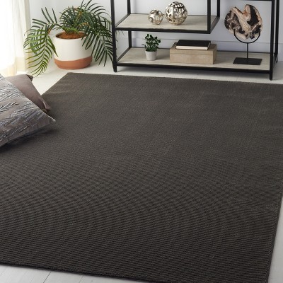 Charcoal Rectangular Synthetic Non-slip Area Rug