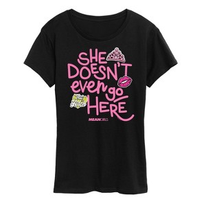 Women's - Mean Girls - She Doesn't Even Go Here Short Sleeve Graphic T-Shirt - 1 of 4